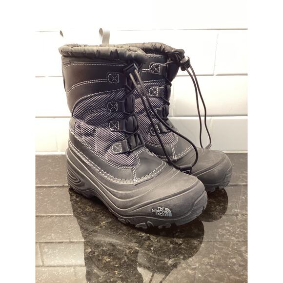 the North face Alpenglow snow winter boots US size 2 kids unisex waterproof Blk - Picture 1 of 8